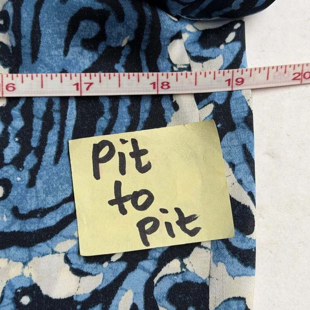 Michael Michael Kors Women's Black Blue Swirl Pattern Button Up‎ Shirt Size P